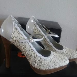 Splash white Mary Janes